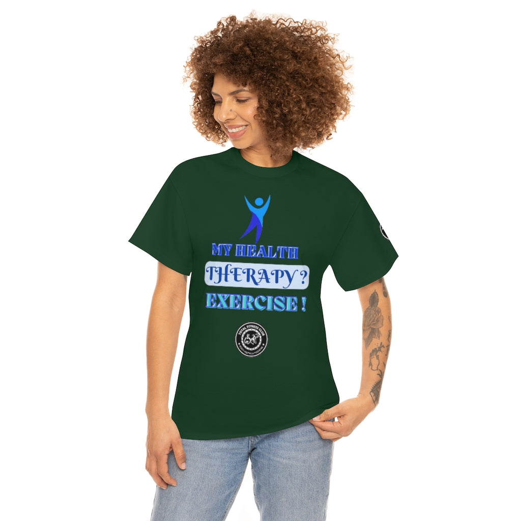 Fitness Quotes on Therapy Unisex Heavy Cotton Tee. FQT - Trending Novelties & Gifts