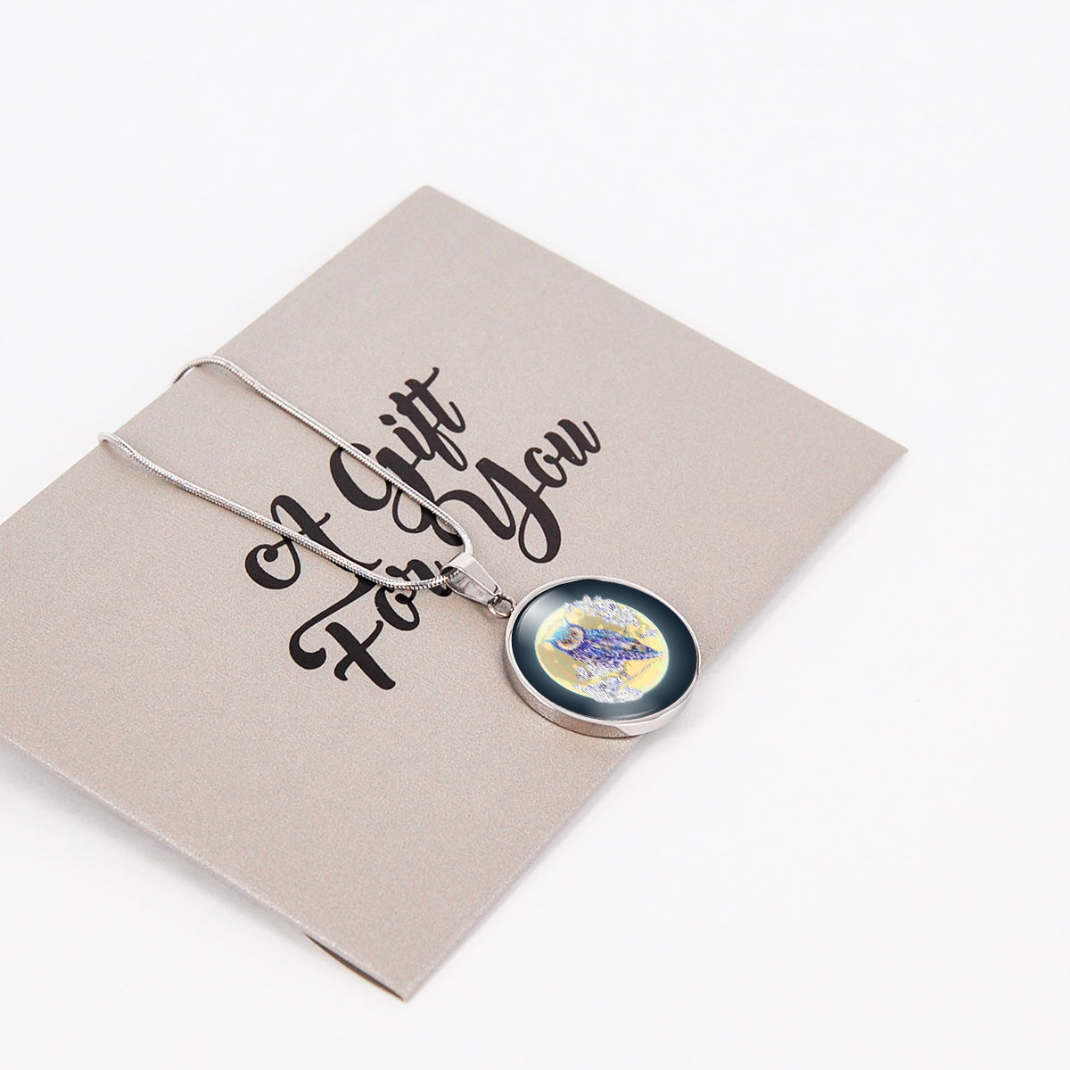 Unique medallion - Owl Moon, Unique owl medallion necklace