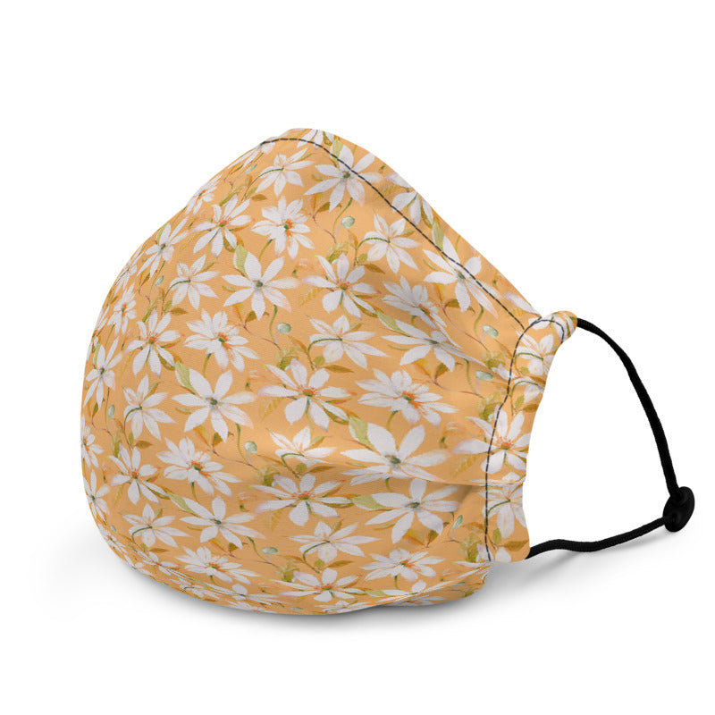 Peach Floral Premium Reusable Face Mask