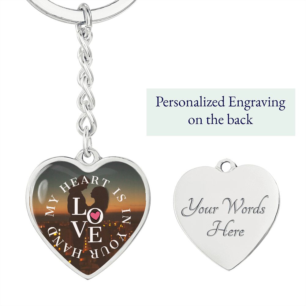 Graphic Heart Love Keychain For Sweetheart, custom engraving keychain