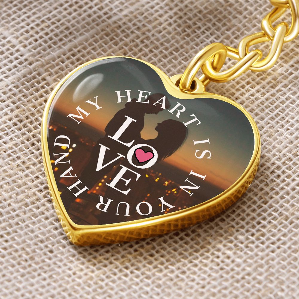 Graphic Heart Love Keychain For Sweetheart gold