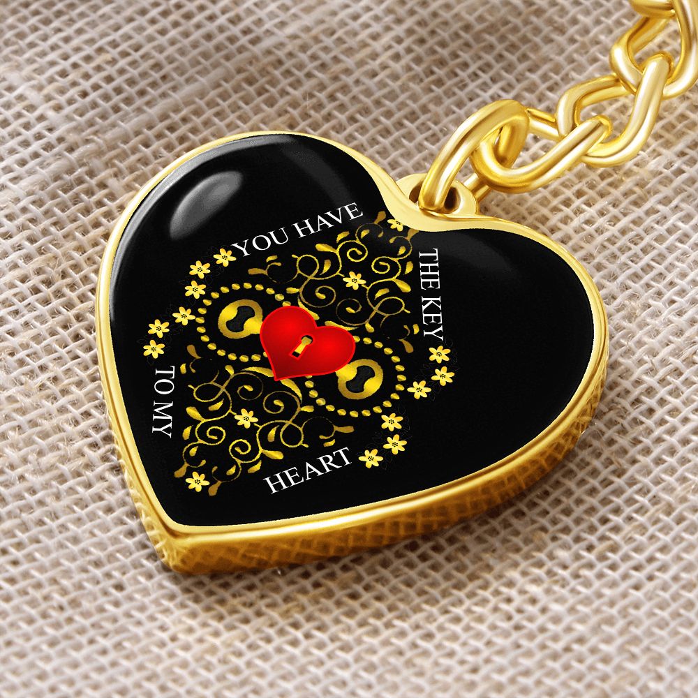Graphic Heart Love Keychain For Girlfriend, custom engraving heart keychain