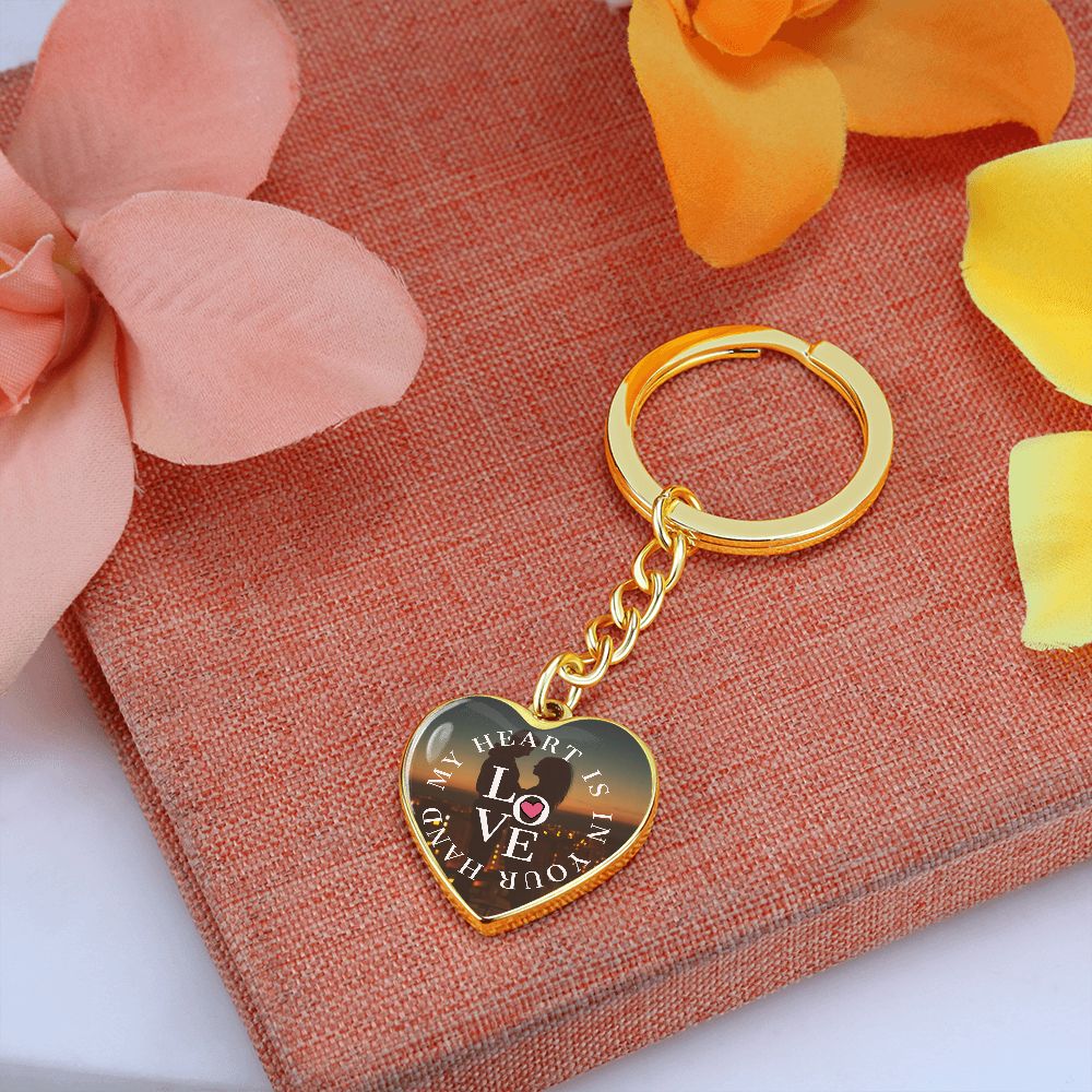 Graphic Heart Love Keychain For Sweetheart gold