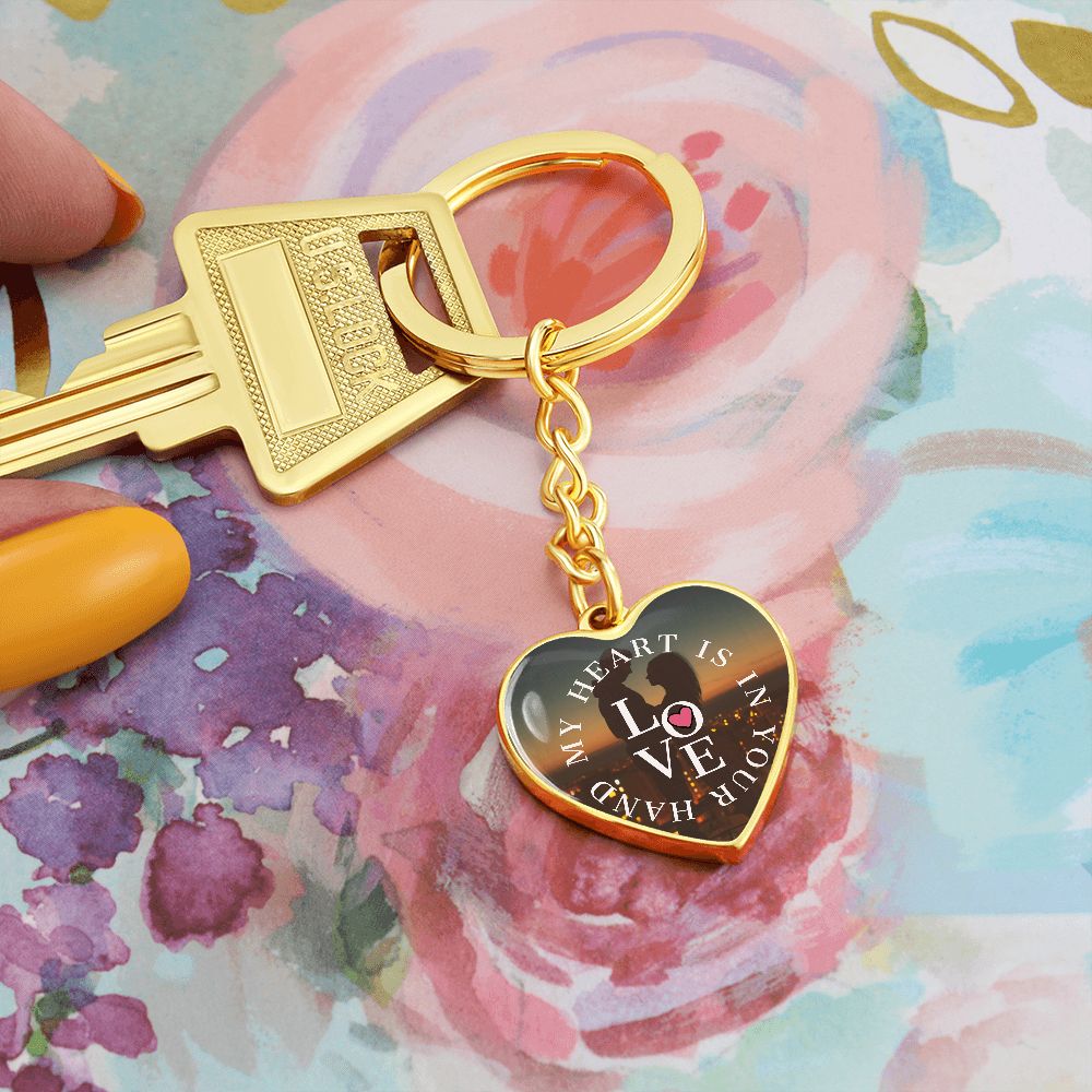 Graphic Heart Love Keychain For Sweetheart gold