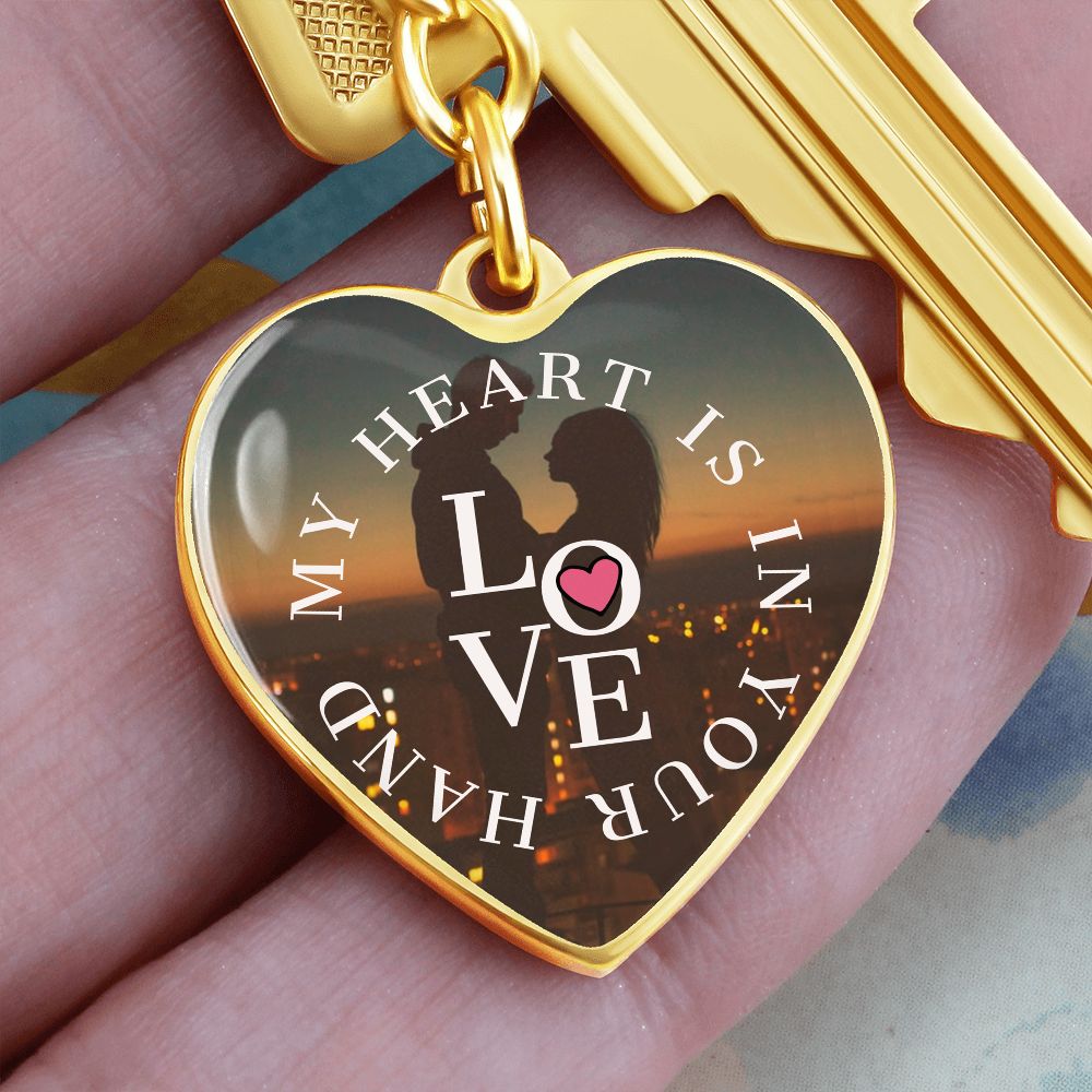 Graphic Heart Love Keychain For Sweetheart gold