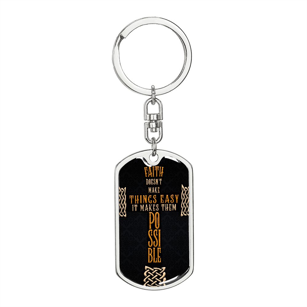 Graphic Design Cross dogtag love keychain, customize engraving keychain