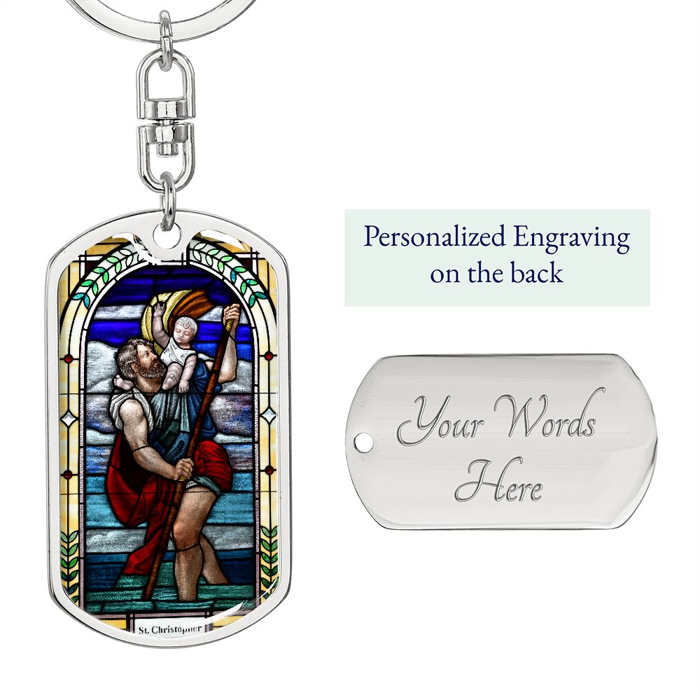 Saint Christopher's Dog Tag Swivel Keychain
