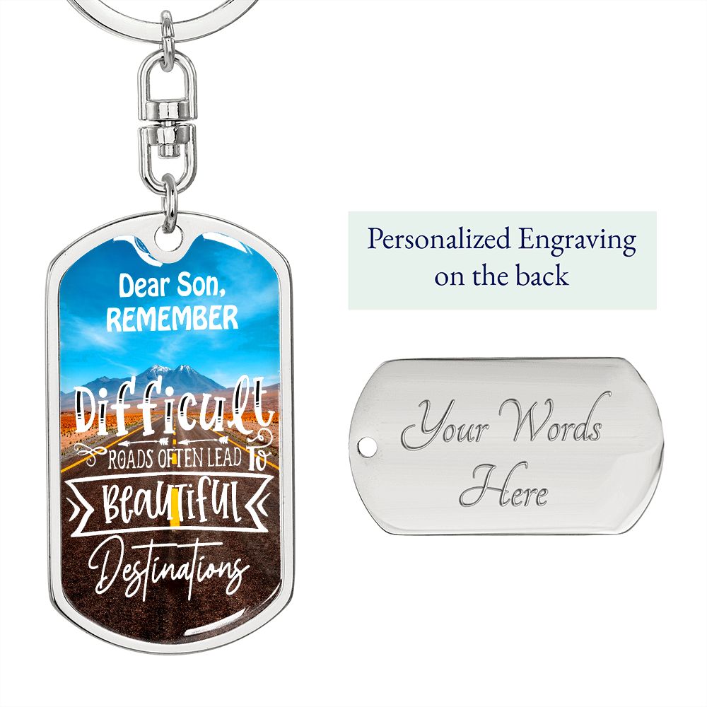 Graphic Design Keychain For Son , custom engraving keychain