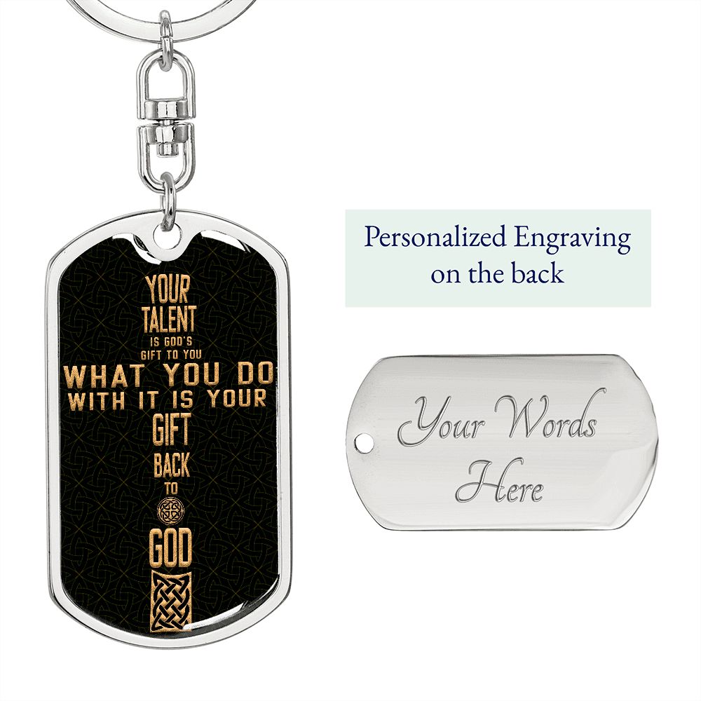 Graphic Design Cross dogtag love keychain, customize engraving keychain