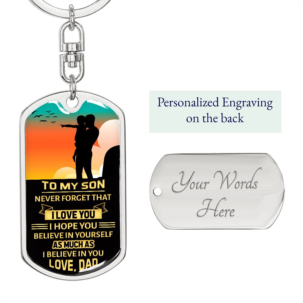 Graphic Design Keychain For Son, custom engraving keychain