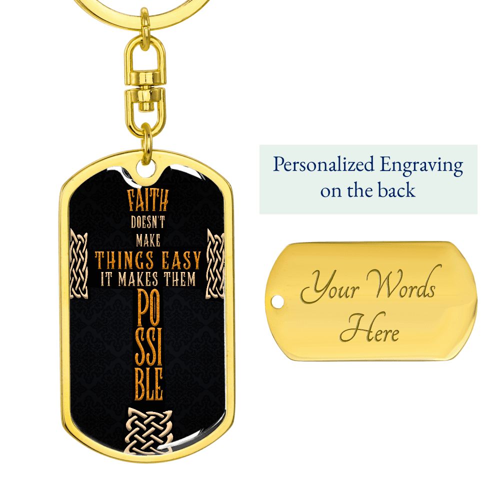 Graphic Design Cross dogtag love keychain, customize engraving keychain