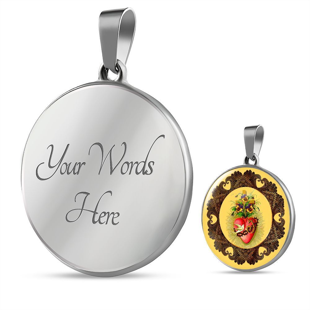 Catholic sacred heart Jesus pendant with custom engraving