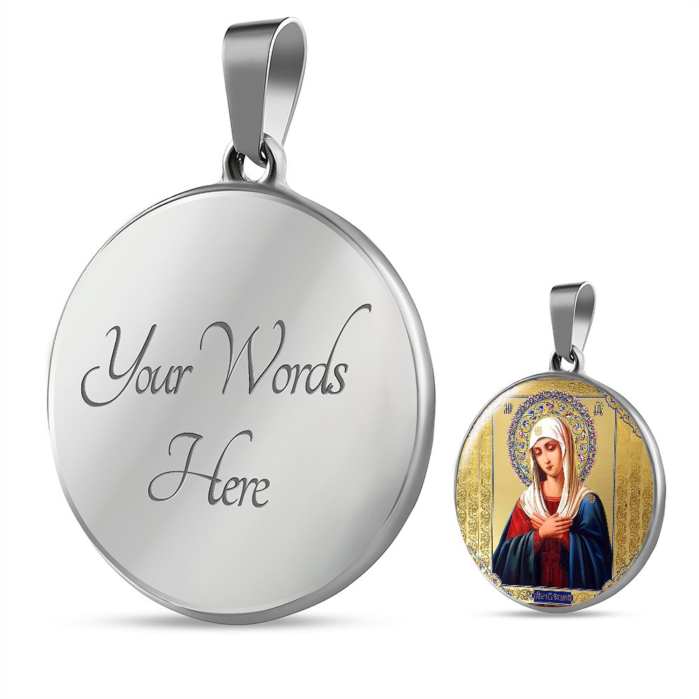 Icon of Our Lady of Sorrows pendant with custom engraving