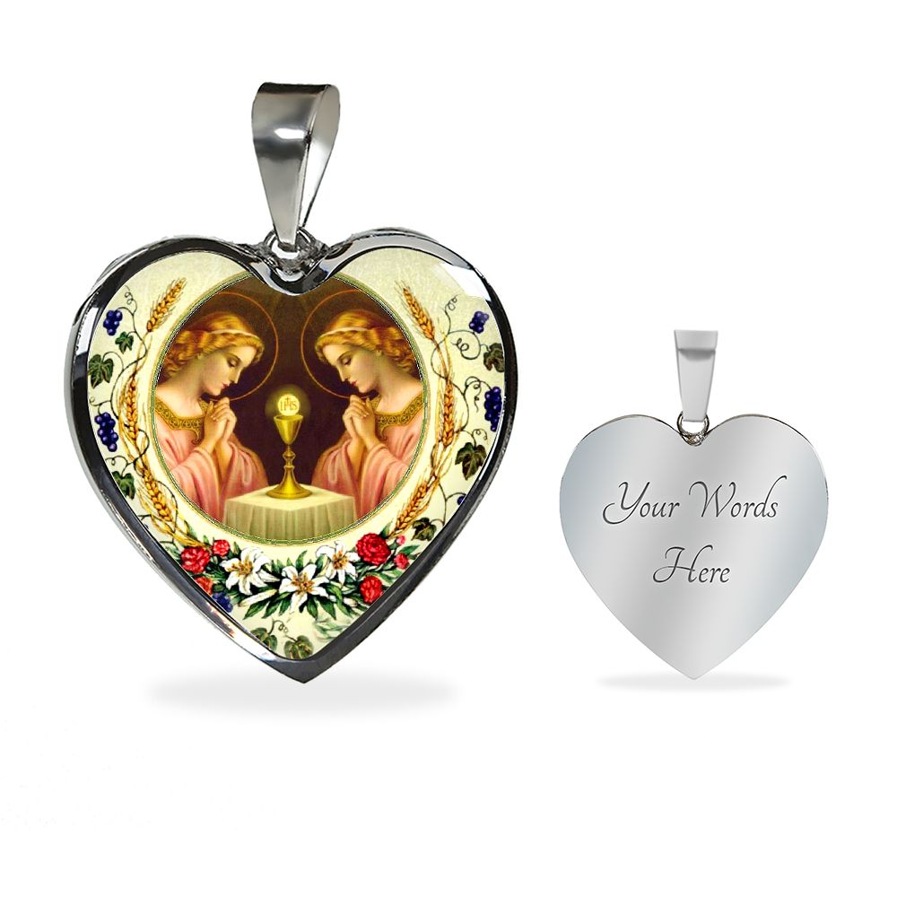 Holy Eucharist Heart Pendant with custom engraving