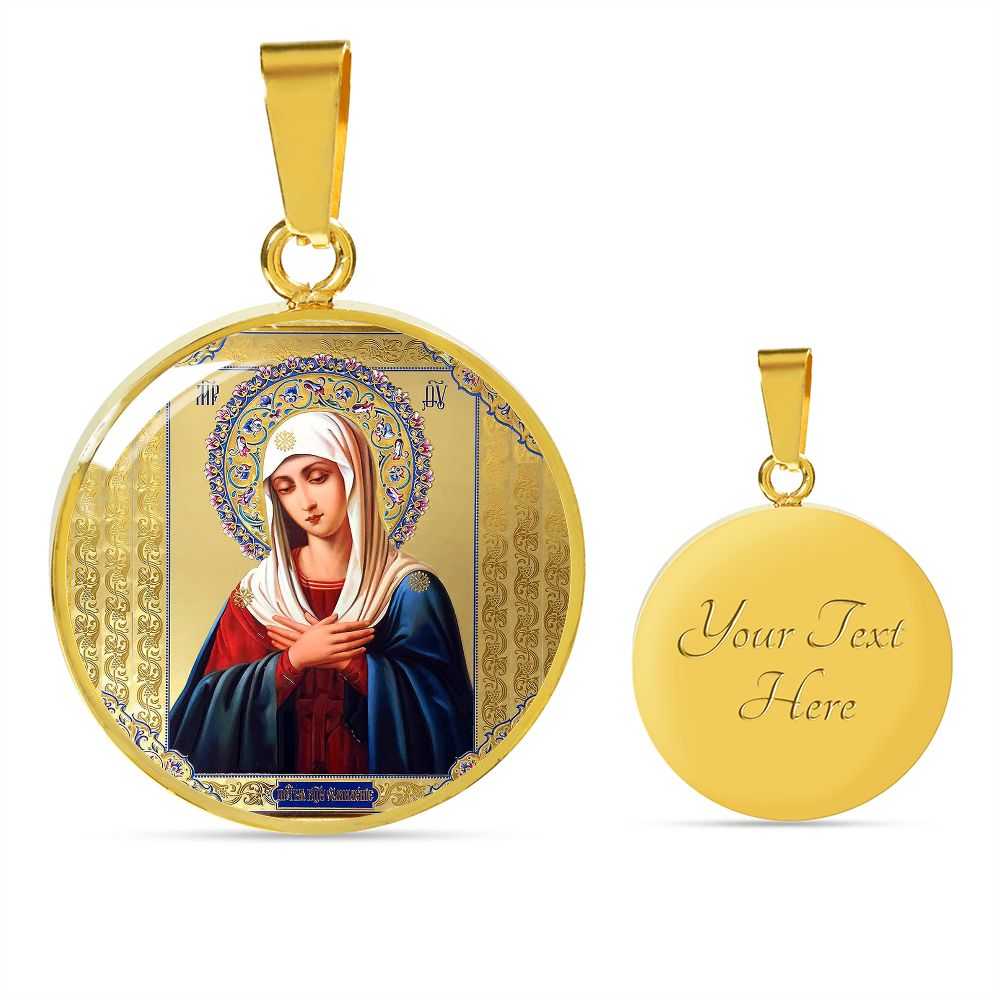Icon of Our Lady of Sorrows pendant gold with custom engraving