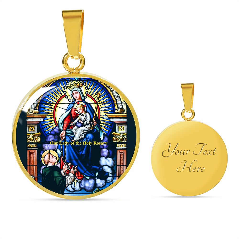 Our Lady of the Rosary Pendant with custom engraving