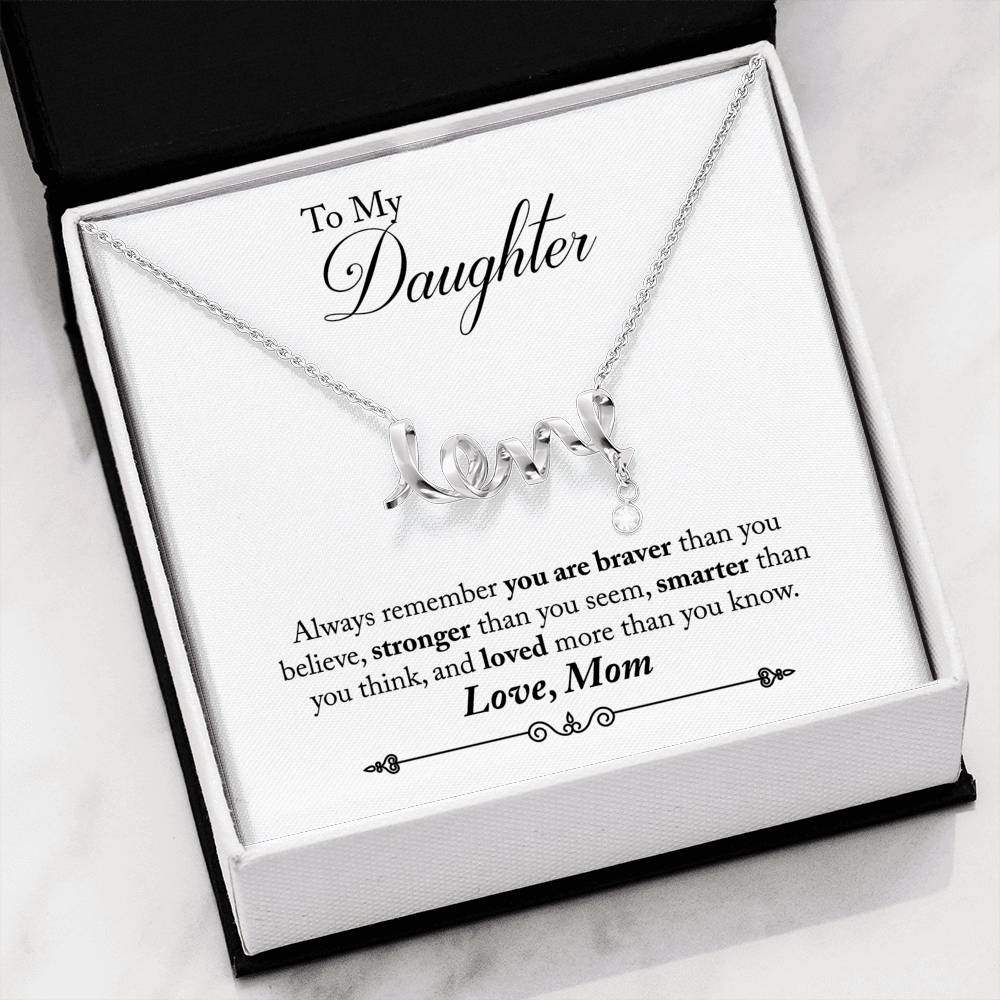To My Daughter, from Mom, 3D Love Pendant Necklaces