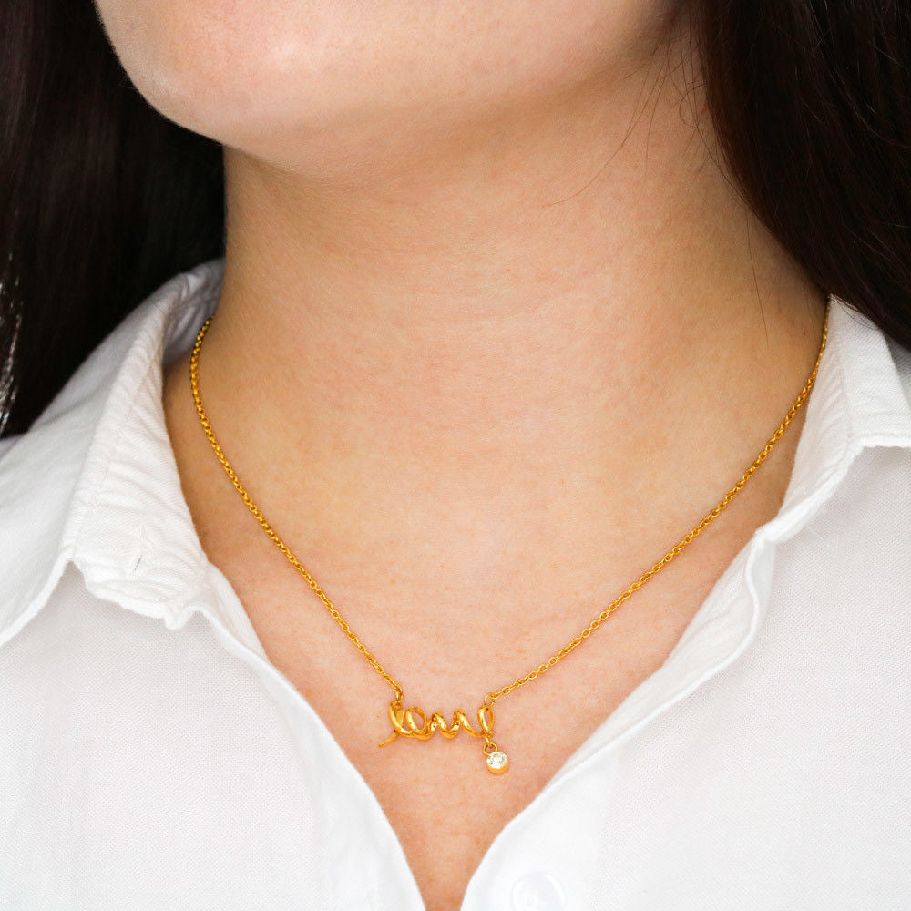To My Daughter, from Mom, 3D Love Pendant Necklaces