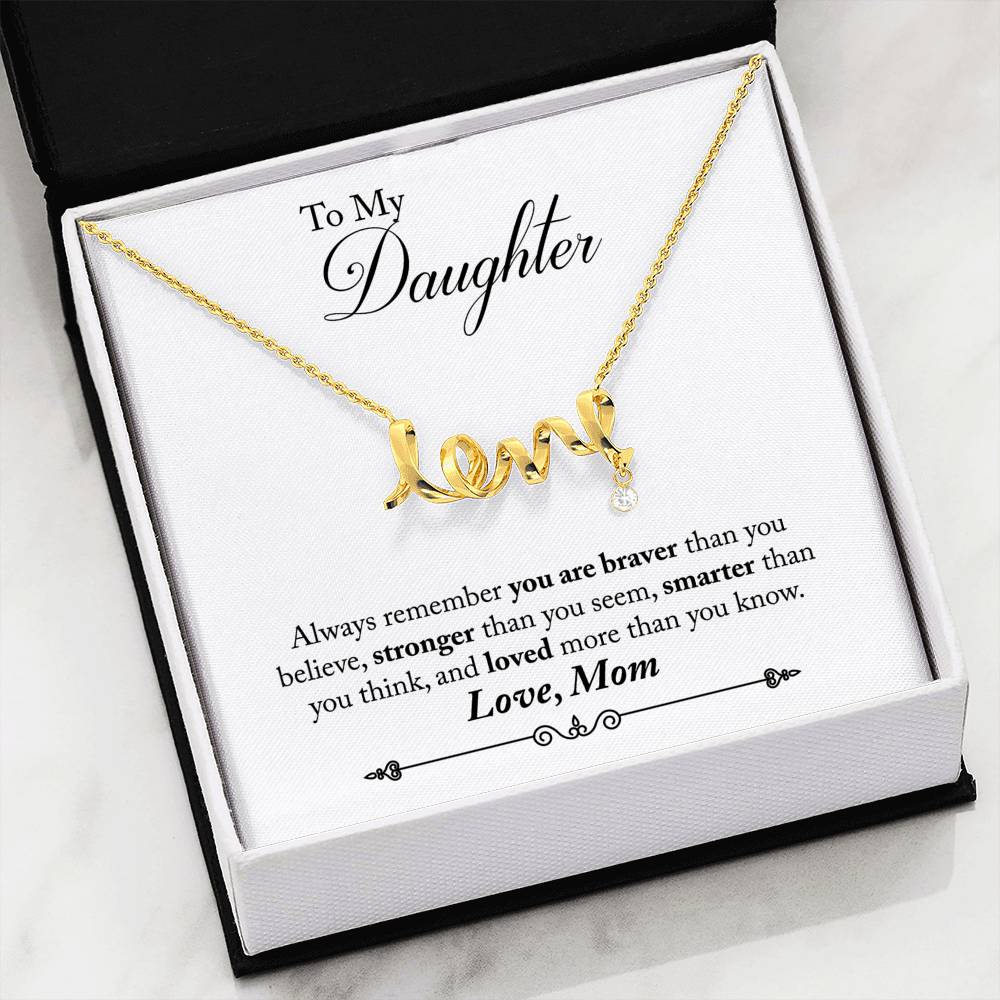 To My Daughter, from Mom, 3D Love Pendant Necklaces