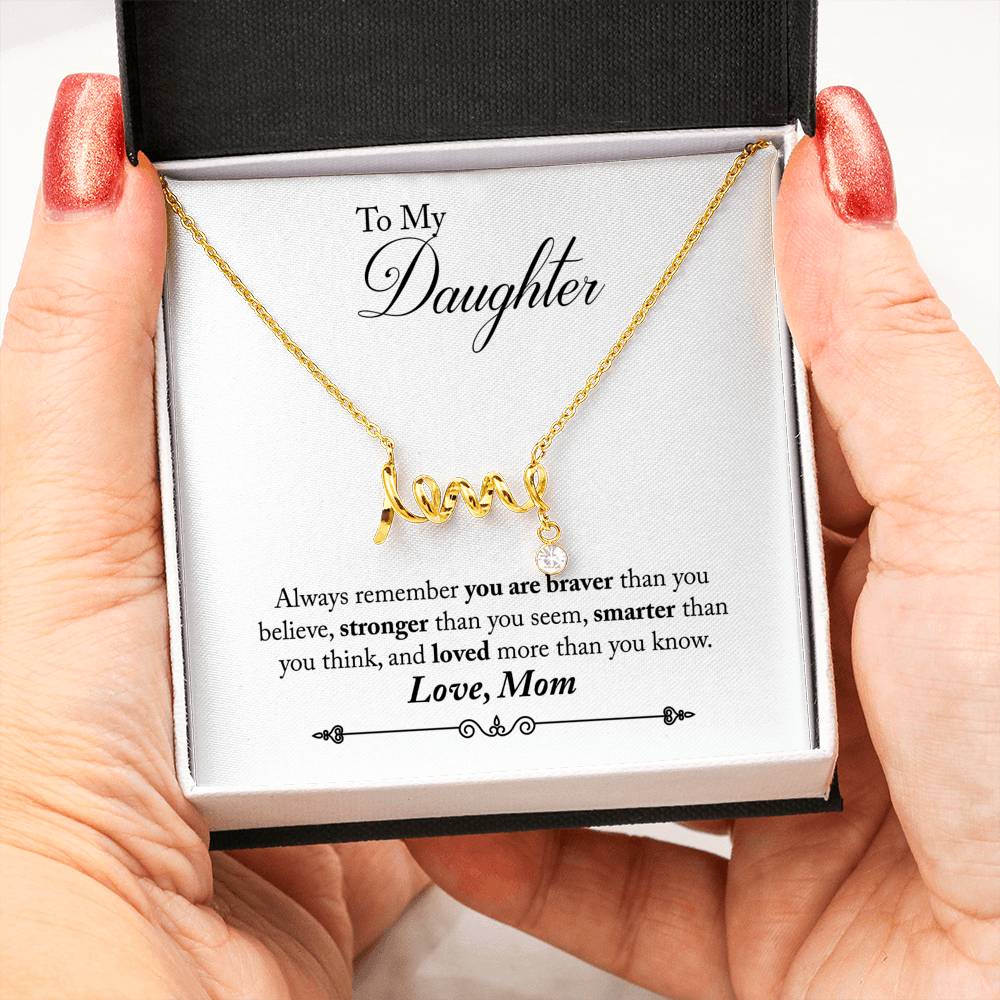 To My Daughter, from Mom, 3D Love Pendant Necklaces