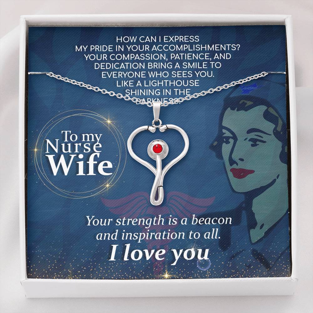 Heart Stethoscope Necklace for Nurse Wife