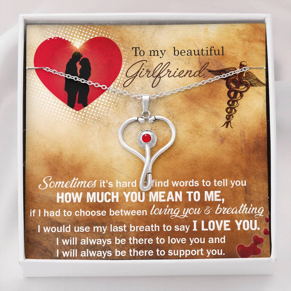 Nurse Girlfriend Heart Stethoscope Necklace