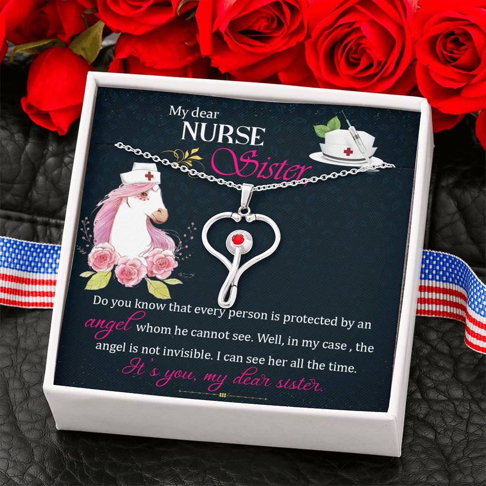 Heart Stethoscope Necklace for Nurse Sister