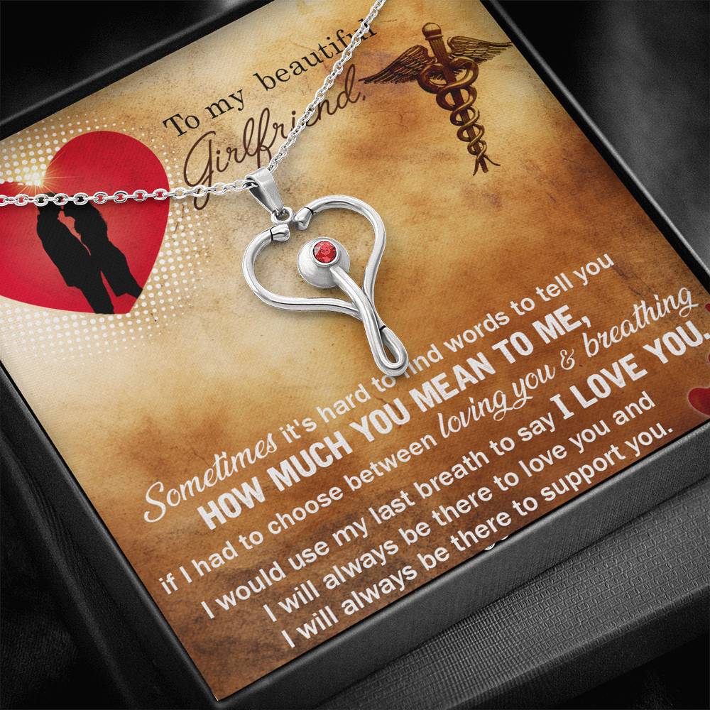 Nurse Girlfriend Heart Stethoscope Necklace