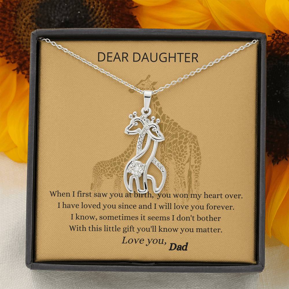 Giraffe love pendant necklace for daughter