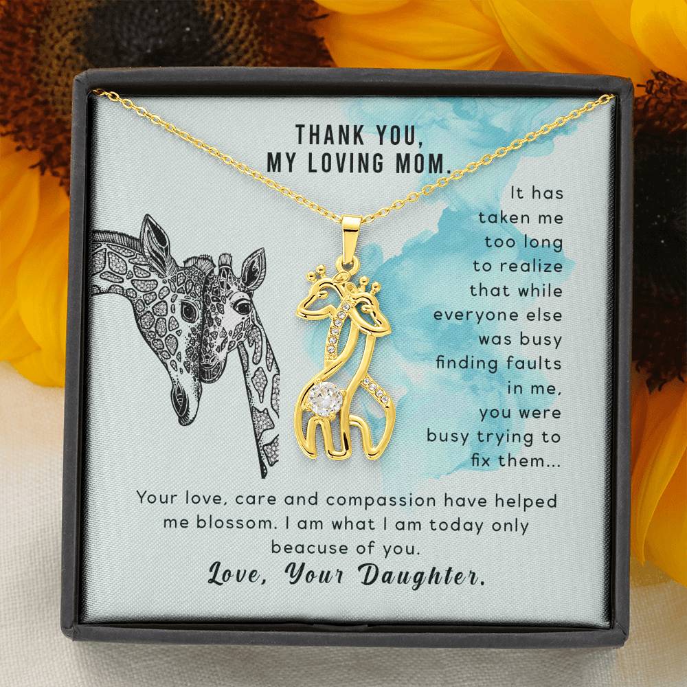 Giraffe love pendant necklace for Mom