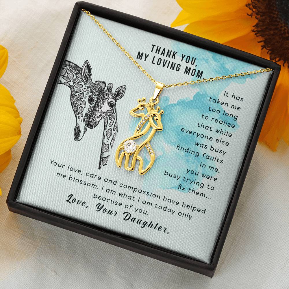 Giraffe love pendant necklace for Mom