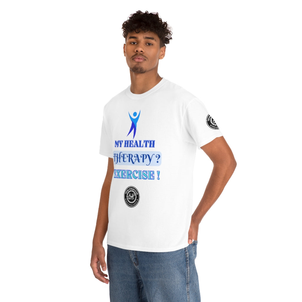 Fitness Quotes on Therapy Unisex Heavy Cotton Tee. FQT - Trending Novelties & Gifts