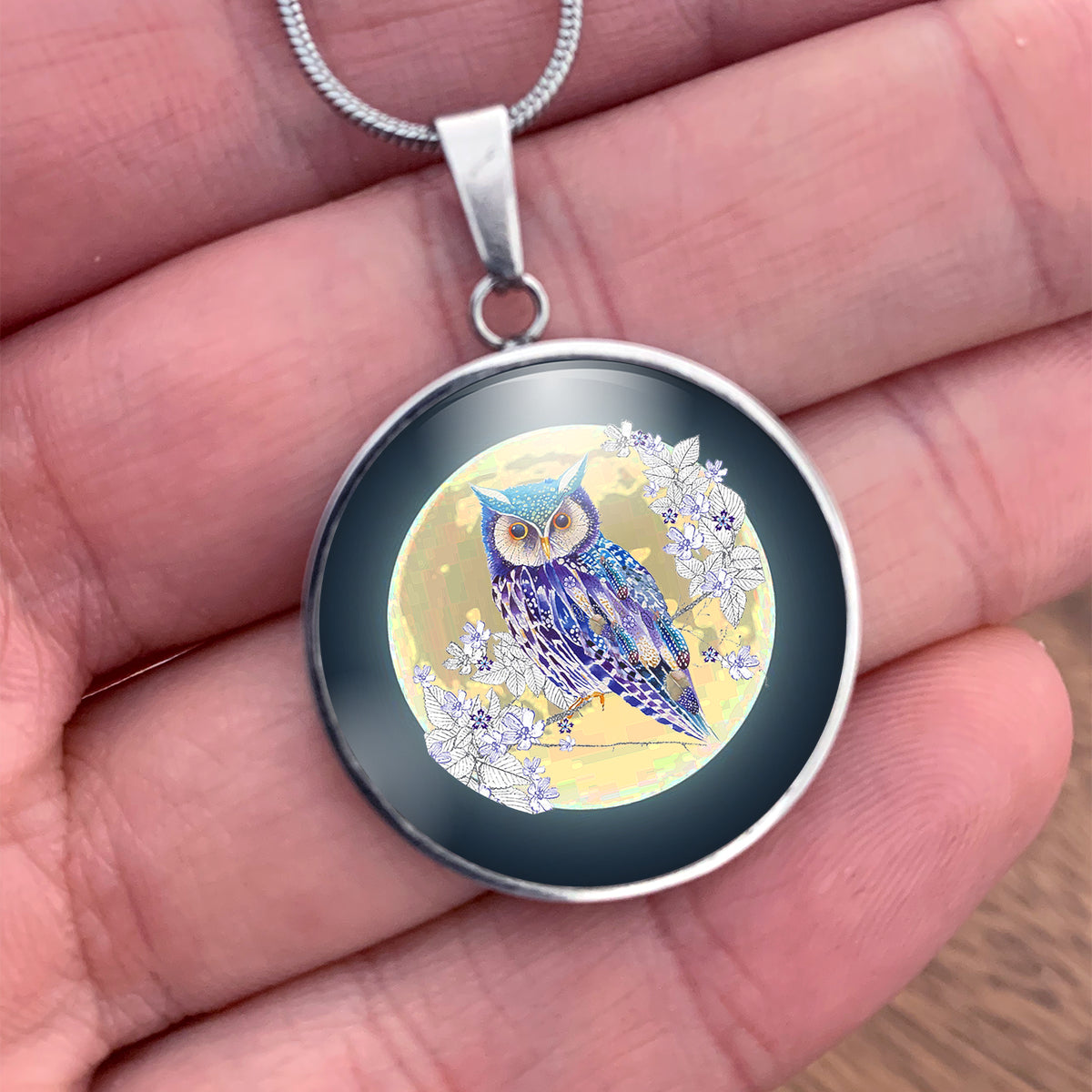 Unique medallion - Owl Moon, Unique owl medallion necklace