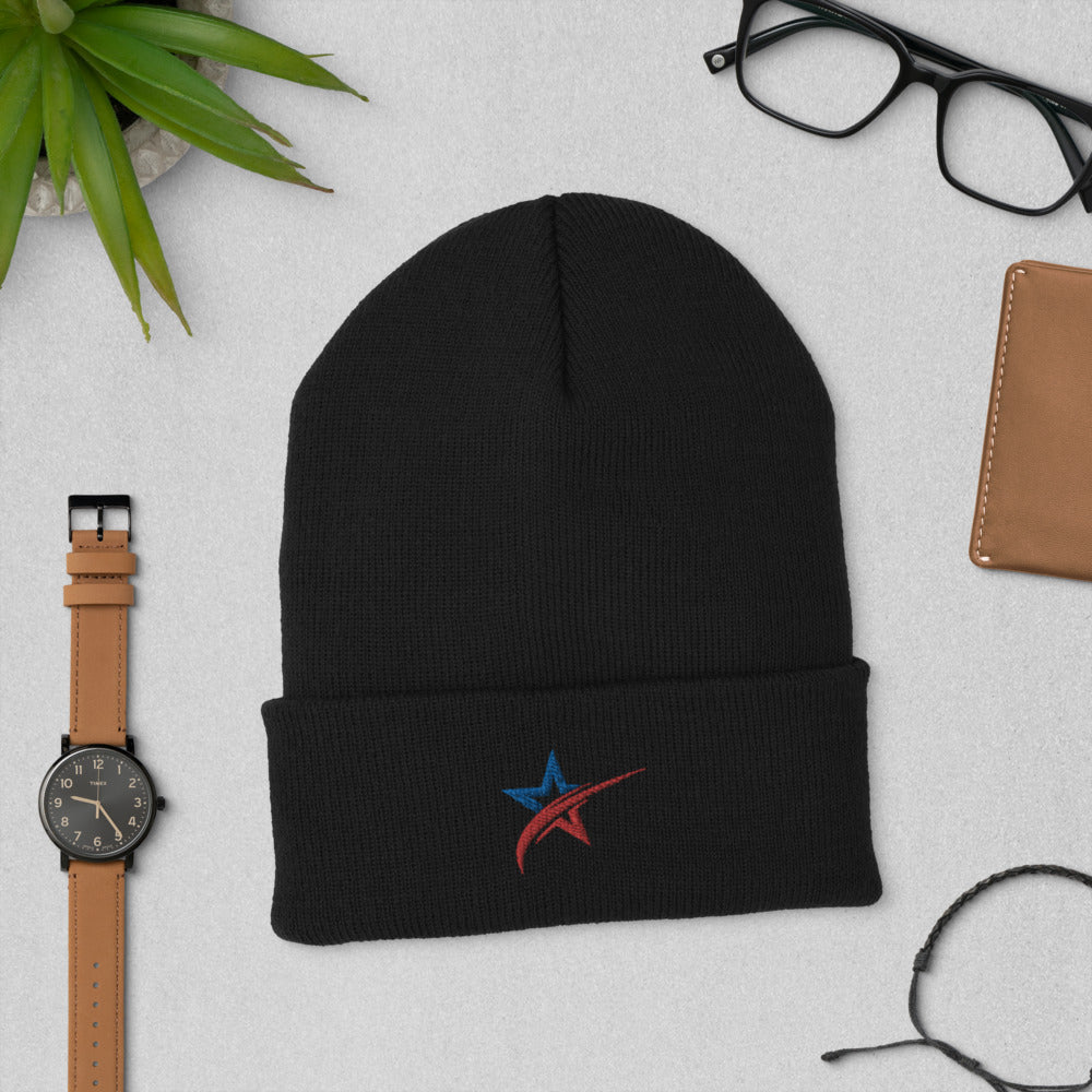 Star Spangled Embroidered Cuffed Beanie