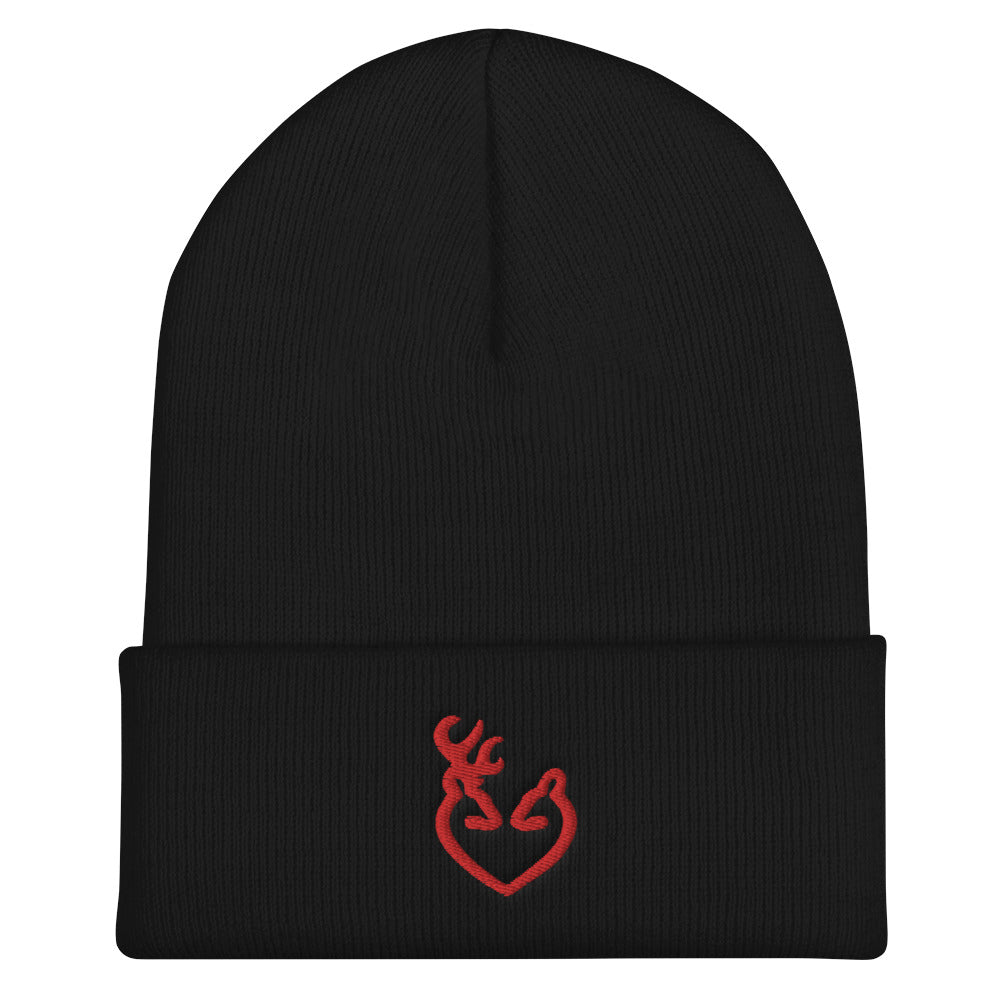 Reindeer Love Embroidered Cuffed Beanie