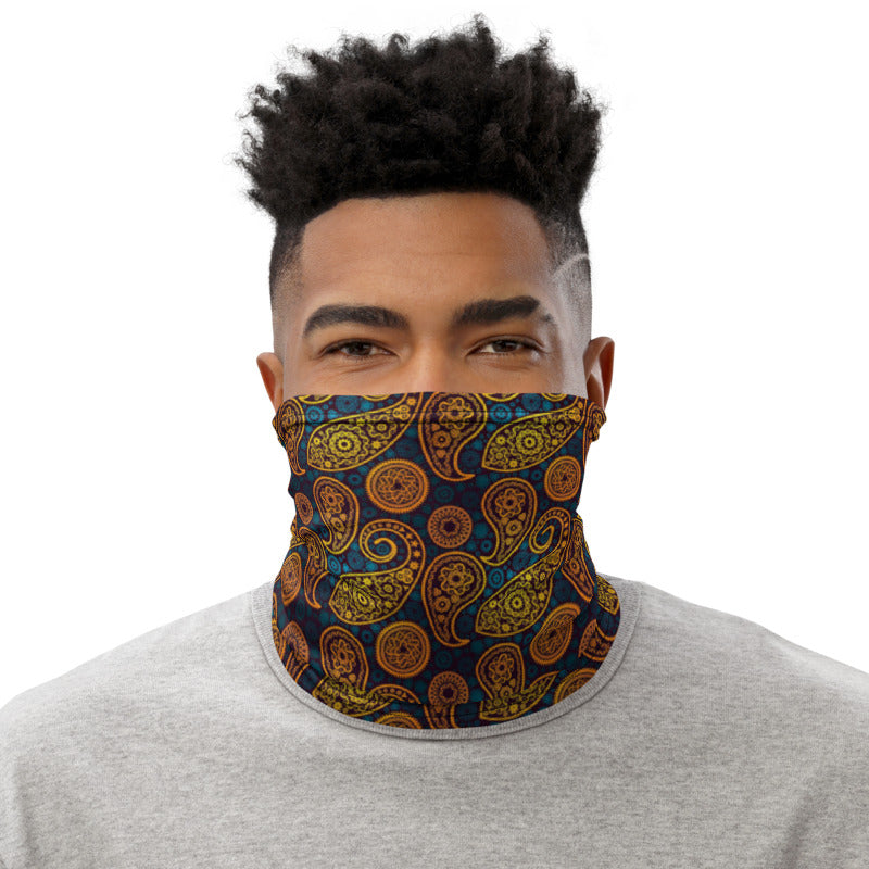 Paisley Gold Neck Gaiter Mask