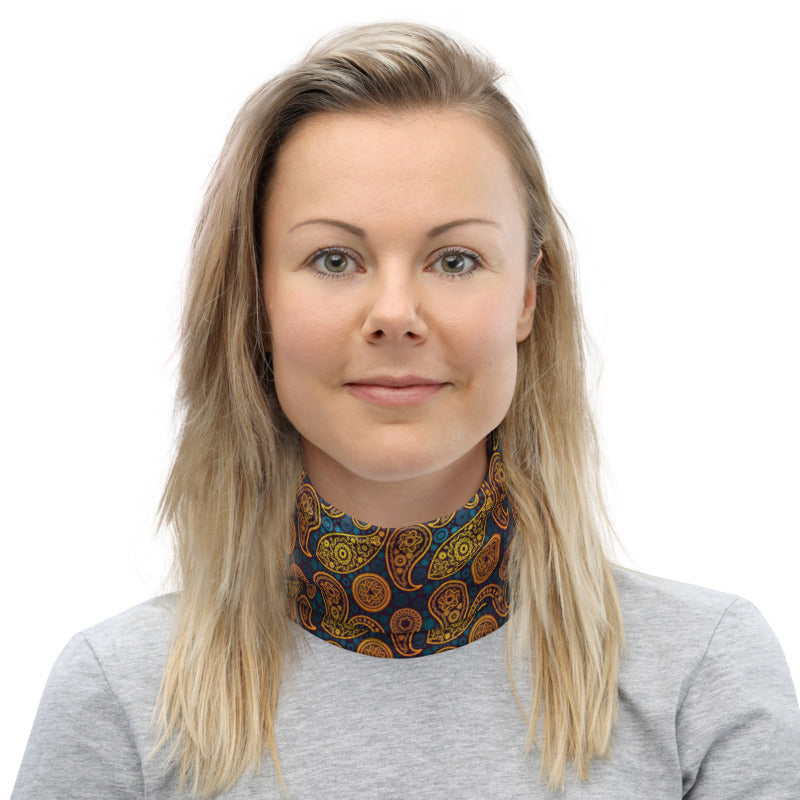 Paisley Gold Neck Gaiter Mask
