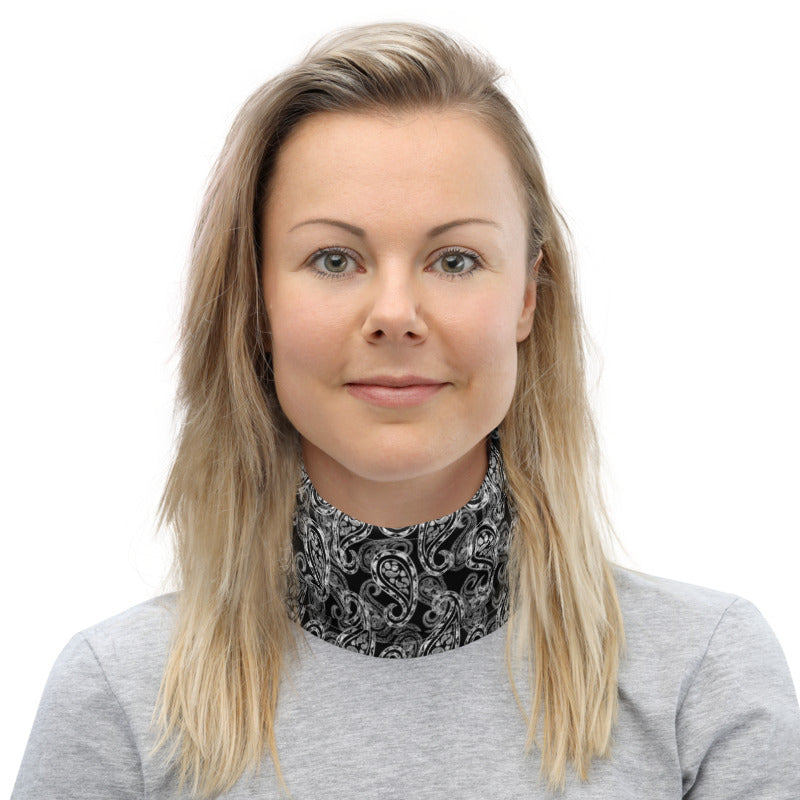 Paisley Black Neck Gaiter Mask Scarf