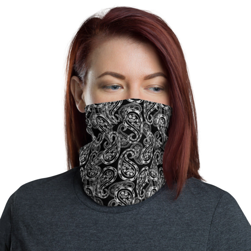 Paisley Black Neck Gaiter Mask Scarf