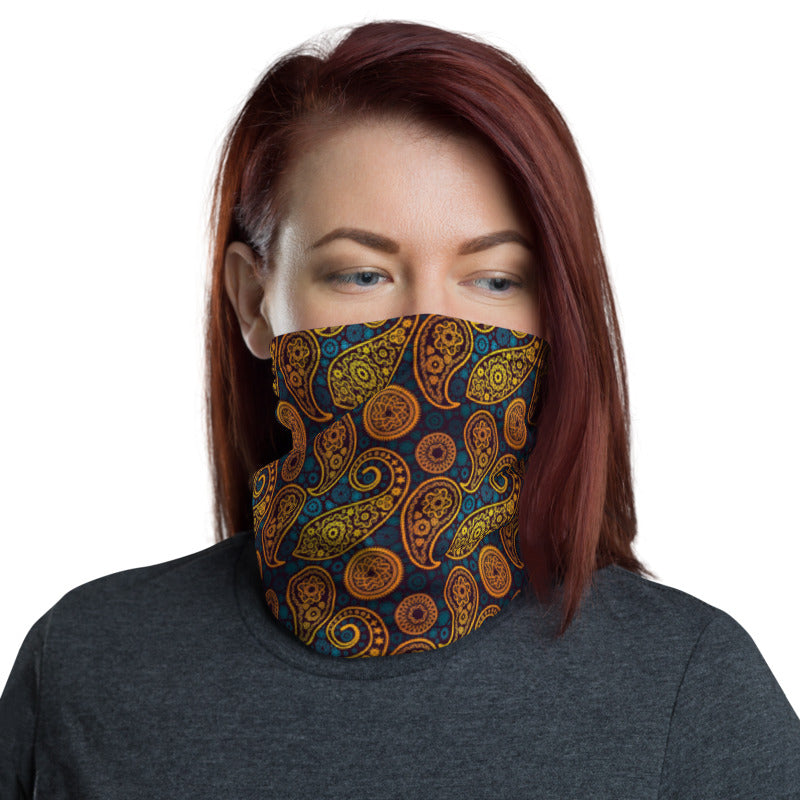Paisley Gold Neck Gaiter Mask