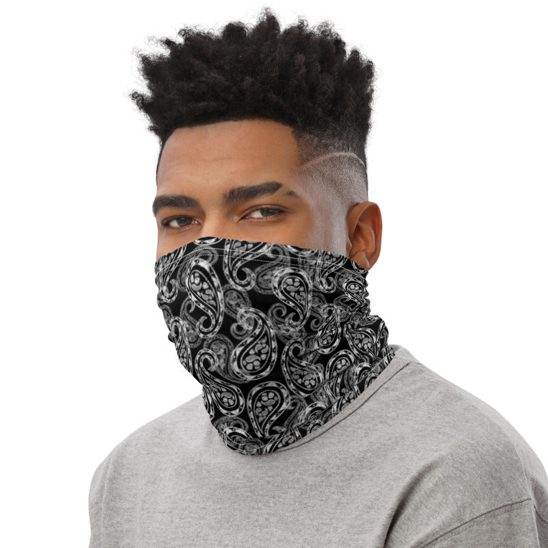 Paisley Black Neck Gaiter Mask Scarf