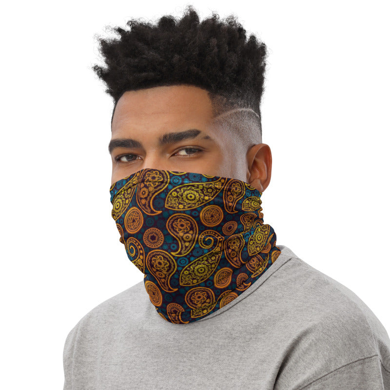 Paisley Gold Neck Gaiter Mask - Trending Novelties & Gifts
