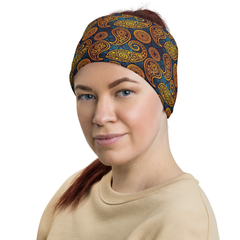 Paisley Gold Neck Gaiter Mask