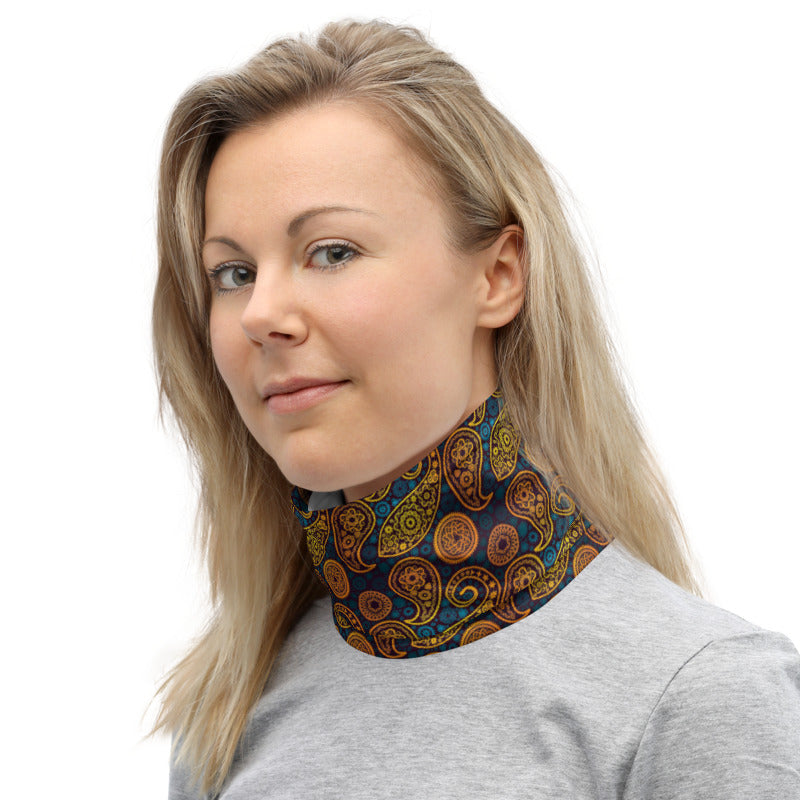 Paisley Gold Neck Gaiter Mask