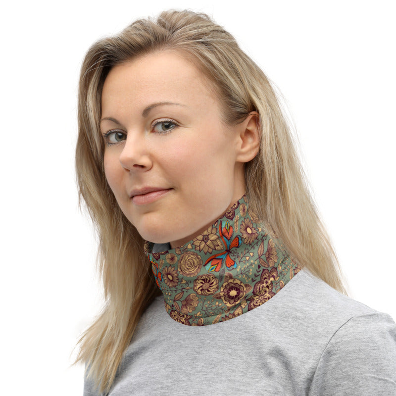 Batik Floral Neck Gaiter Mask