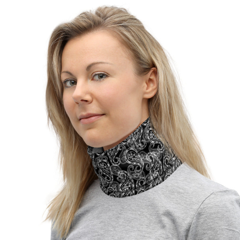 Paisley Black Neck Gaiter Mask Scarf