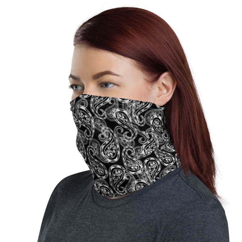 Paisley Black Neck Gaiter Mask Scarf