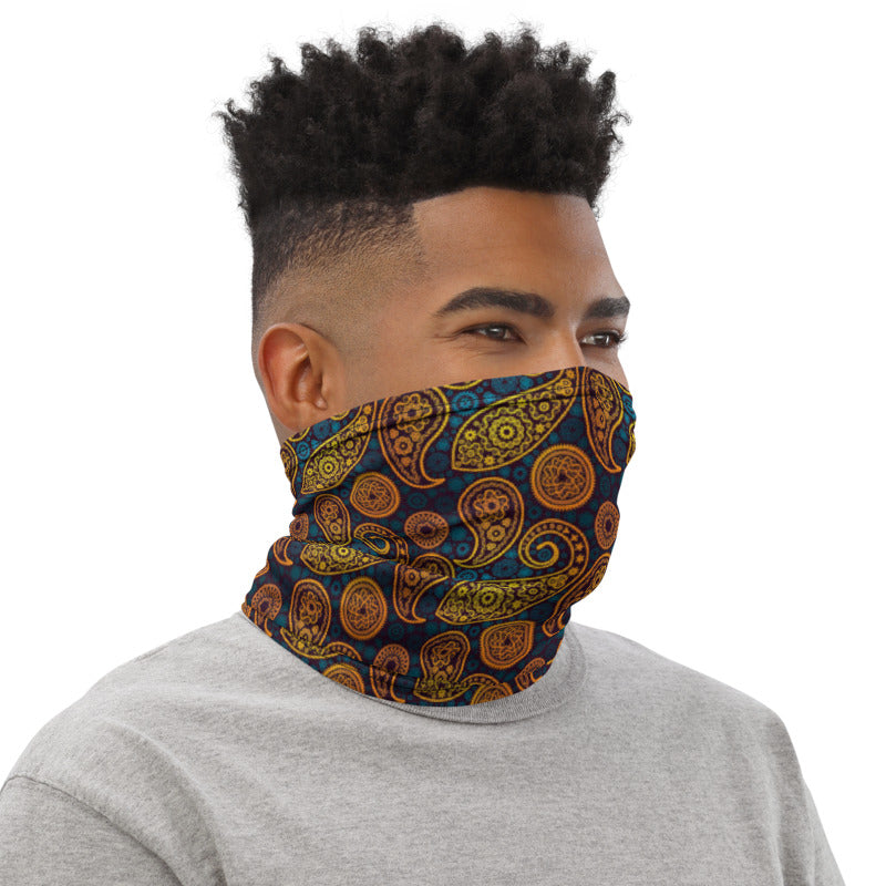 Paisley Gold Neck Gaiter Mask