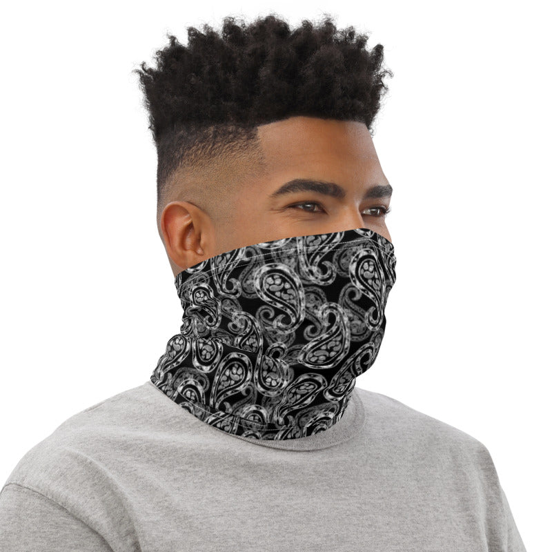 Paisley Black Neck Gaiter Mask Scarf