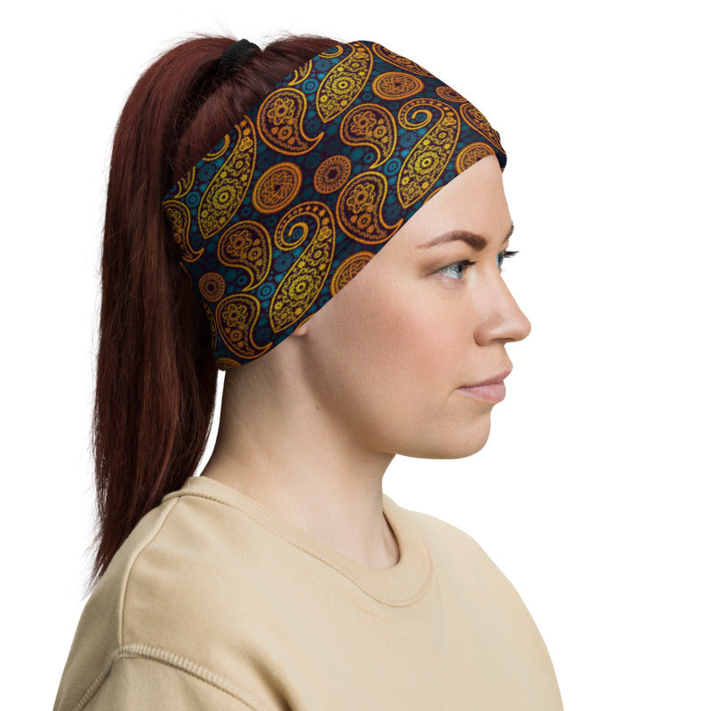 Paisley Gold Neck Gaiter Mask
